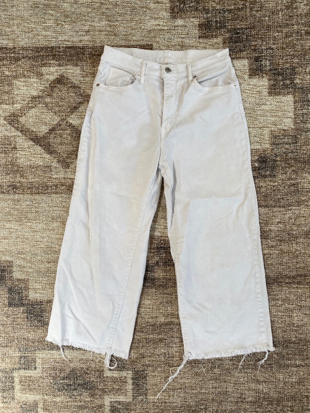 Levi's White Distressed Wide Leg Jeans